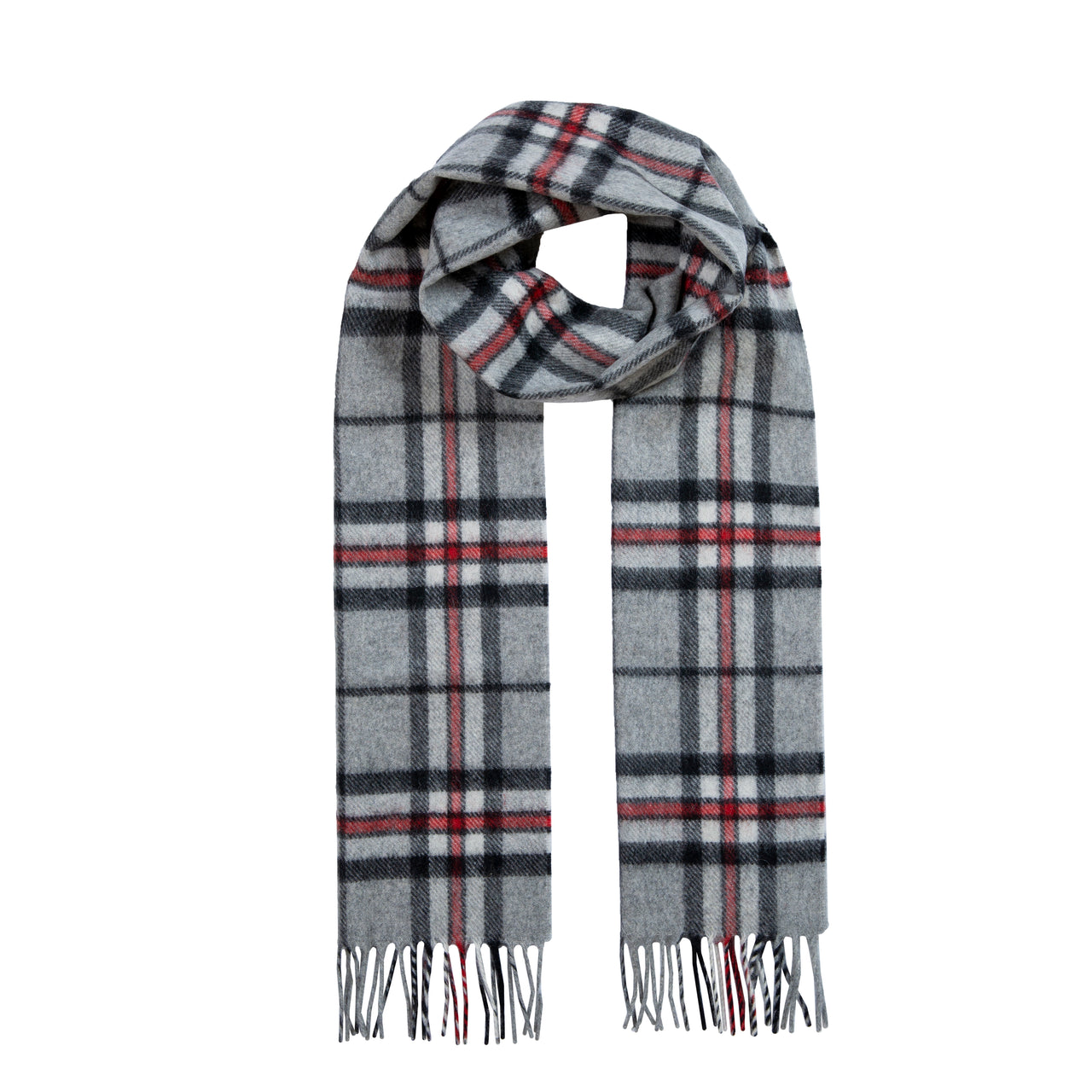 DENTS Cashmere Check Scarf SILVER