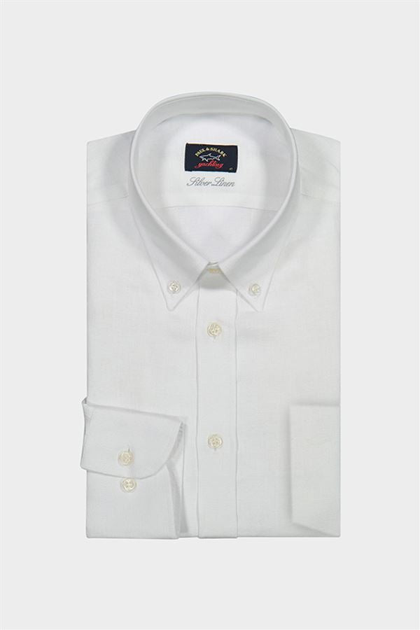PAUL&SHARK Silver Linen Shirt WHITE