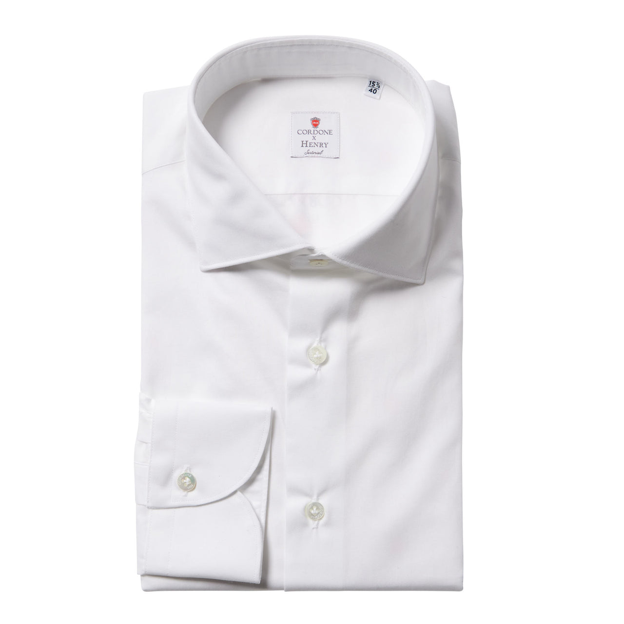 CORDONE Cotton Long Sleeve Single Cuff Shirt WHITE