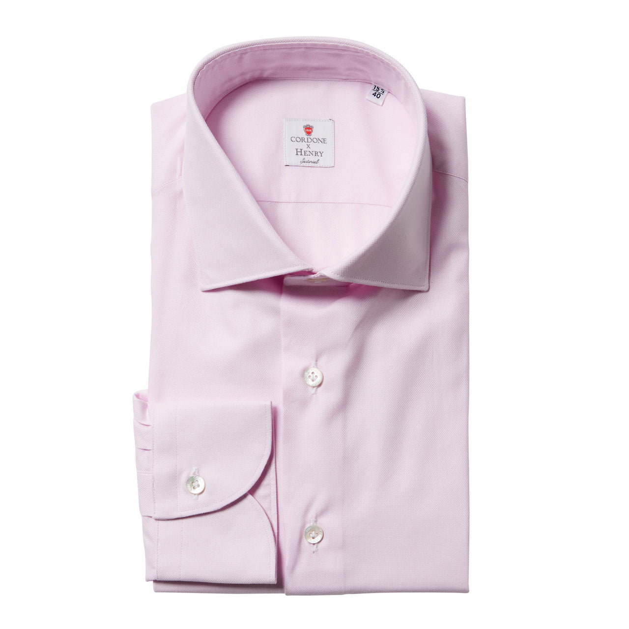 CORDONE Cotton Long Sleeve Single Cuff Shirt LIGHT PINK