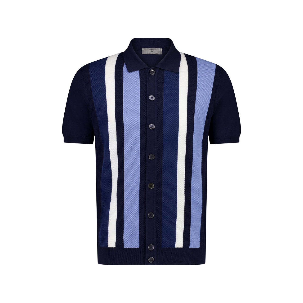 MCKINNON x FERRANTE Short Sleeve Stripe Polo MID BLUE