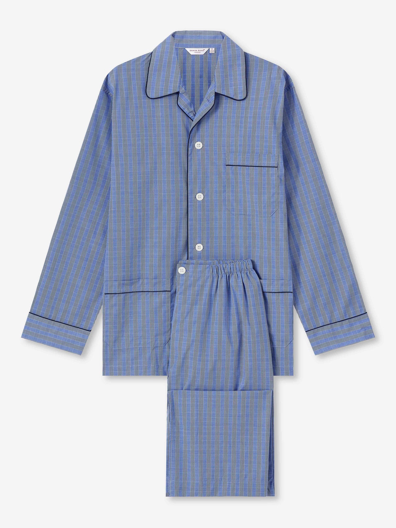 DEREK ROSE Felsted Cotton Blue Pyjamas  BLUE