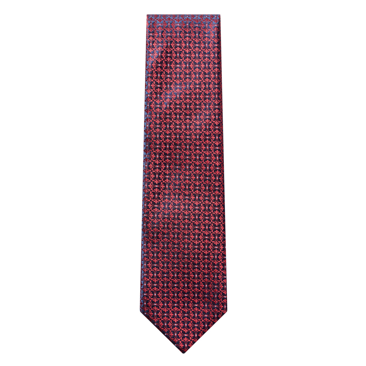 HENRY SARTORIAL X HEMLEY Printed Silk Tie NAVY/RED