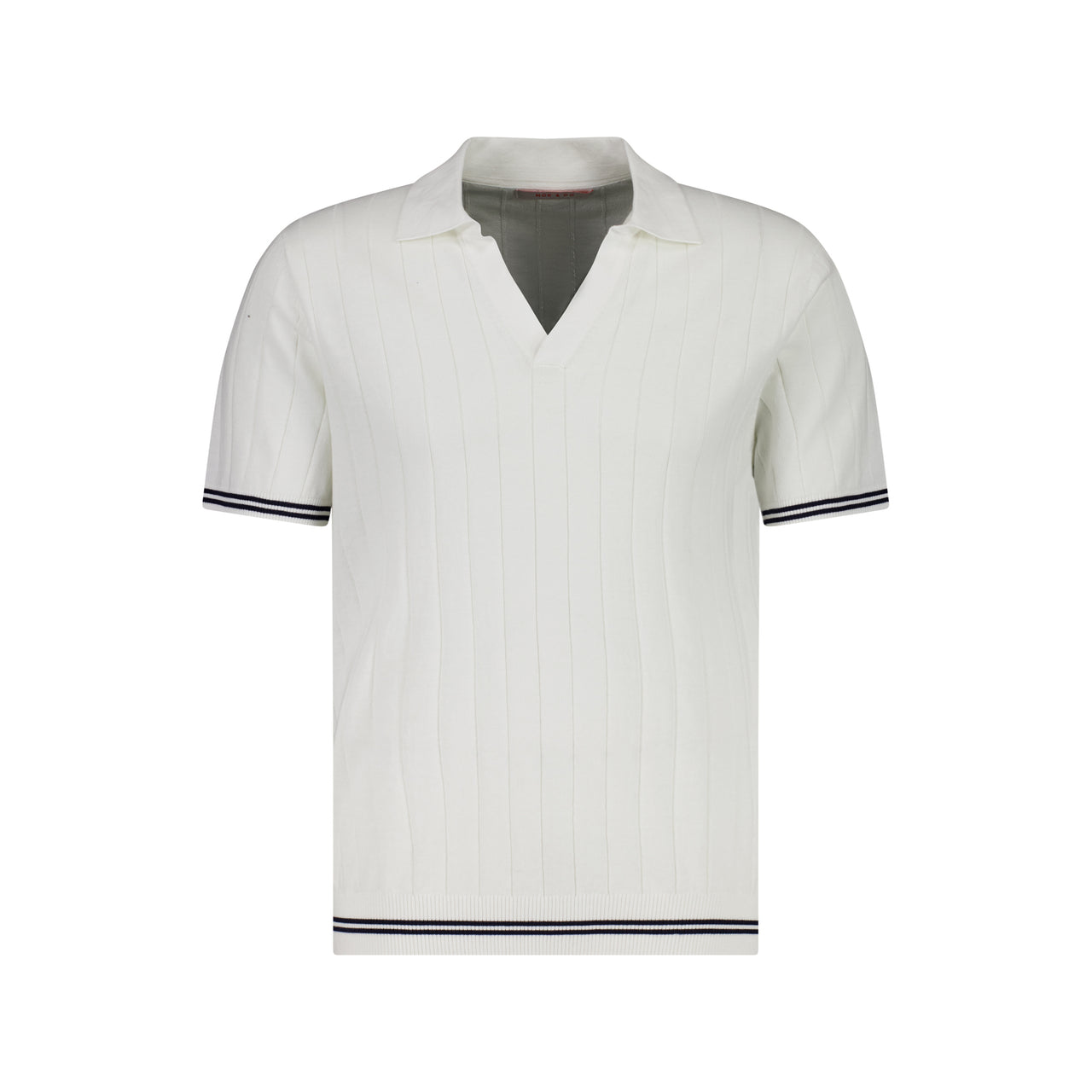 MCKINNON Skipper Neck Short Sleeve Shirt WHITE/NAVY