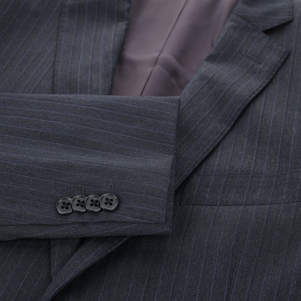 HENRY SARTORIAL VBC S110's Pinstripe Notch Lapel Suit CHARCOAL REG