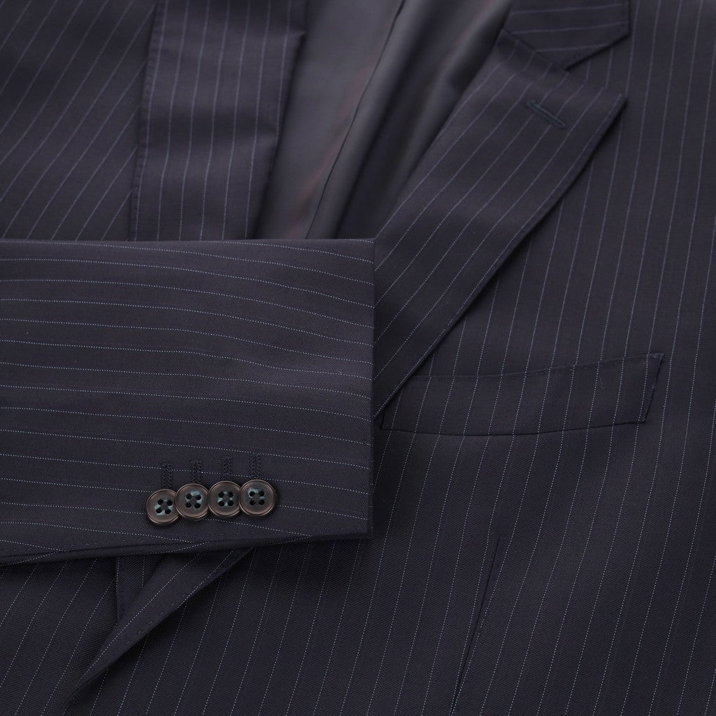 HENRY SARTORIAL VBC S110's Pinstripe Notch Lapel Suit NAVY REG