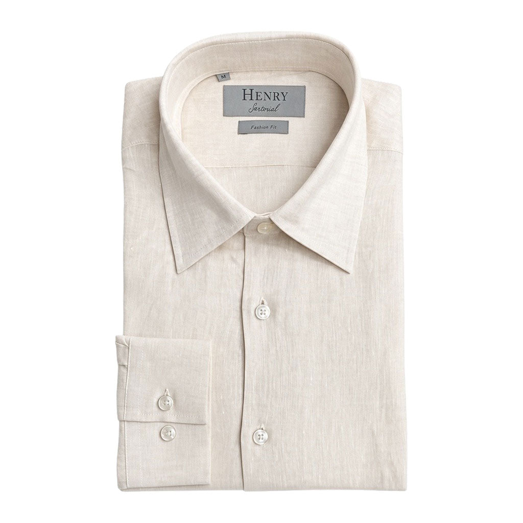 HENRY SARTORIAL Fashion Soft Linen Shirt BEIGE