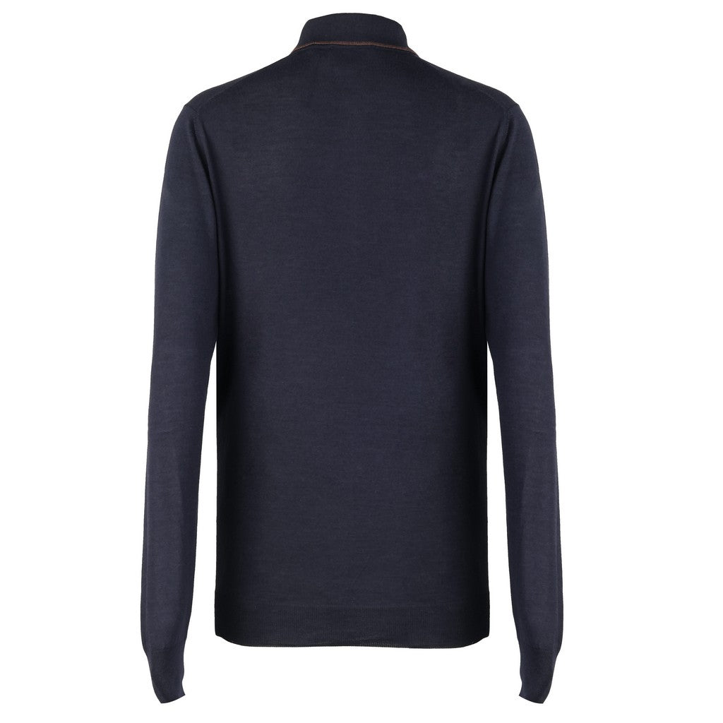 HENRY SARTORIAL X GRAN SASSO Wool Silk Knit NAVY/BROWN