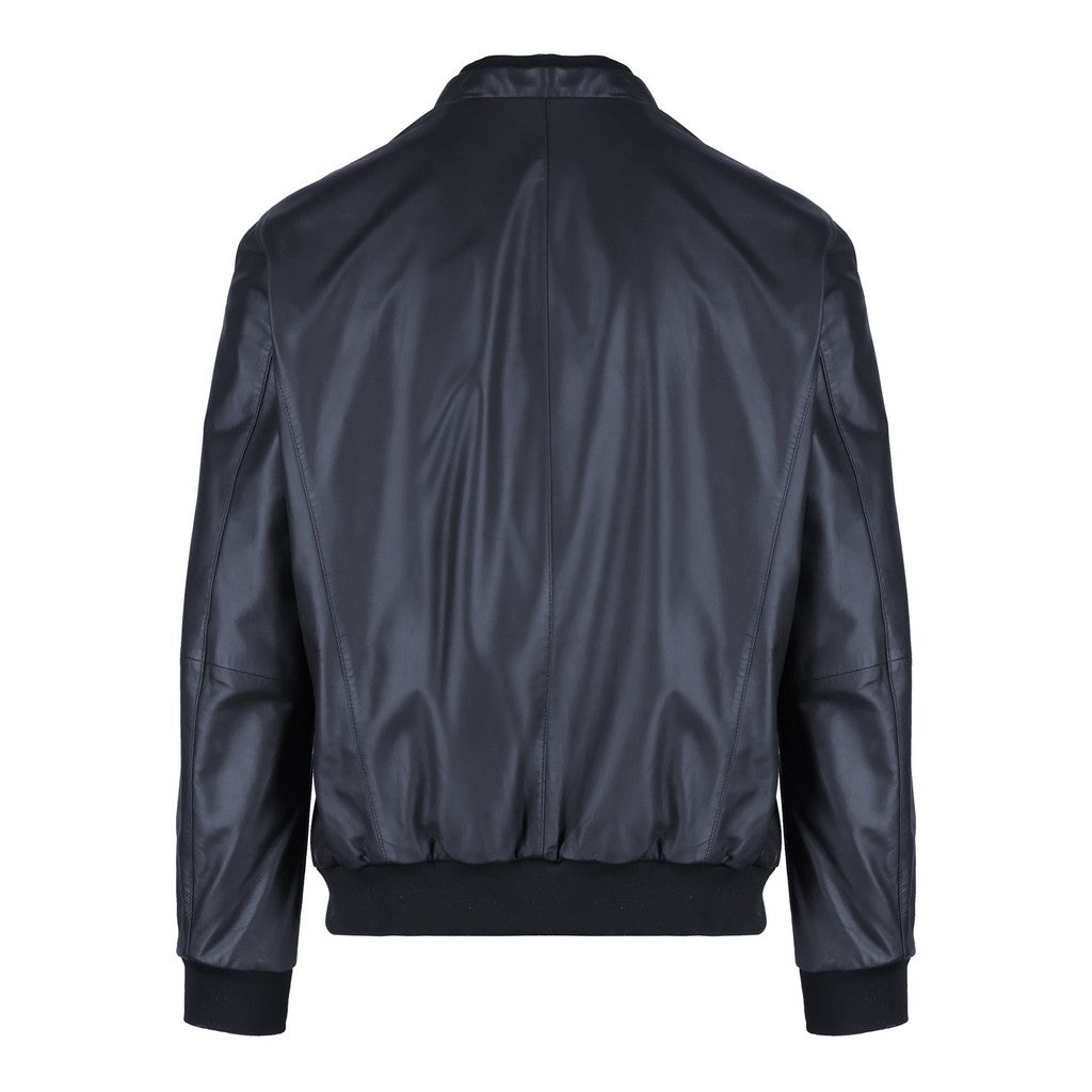 CORNELIANI Leather Reversible Jacket NAVY