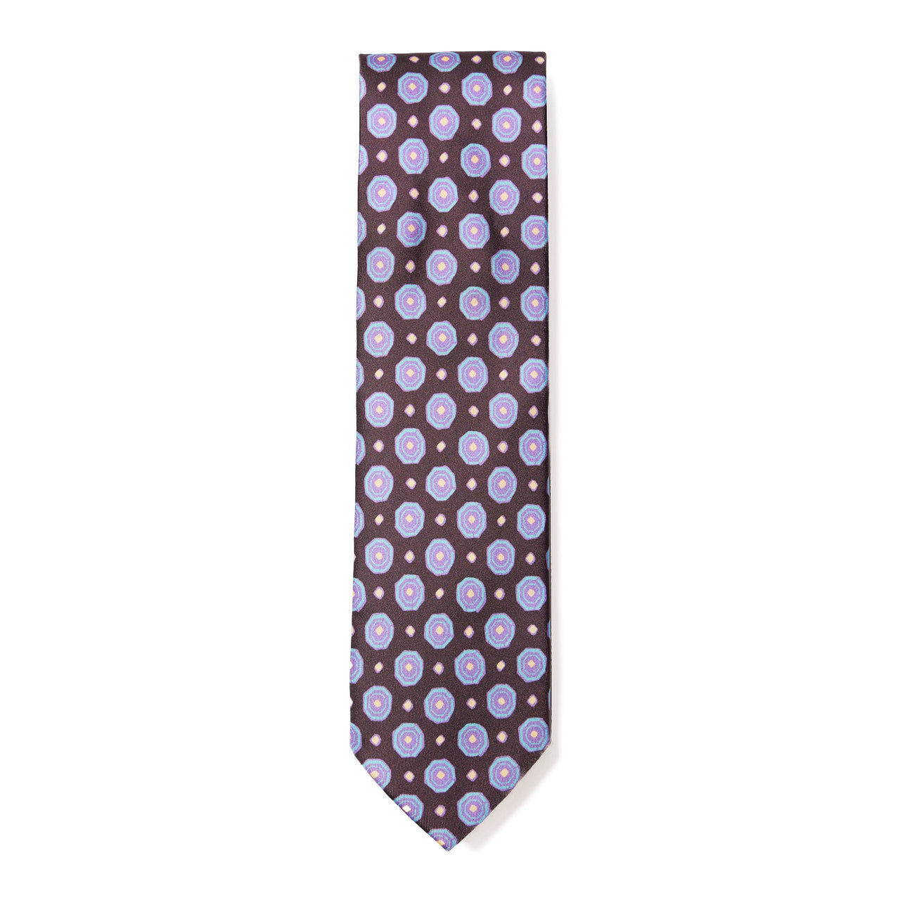 HENRY SARTORIAL X CANTINI Printed Silk Tie BROWN/BLUE