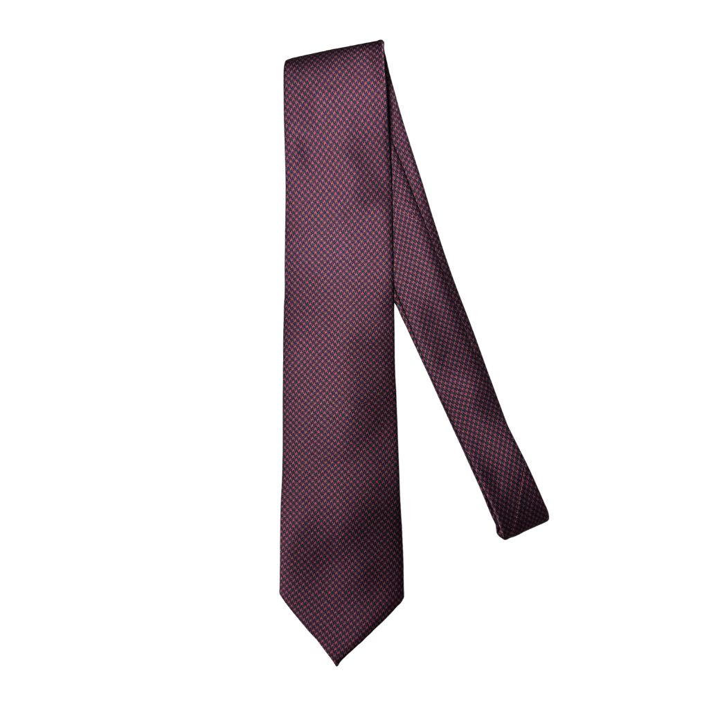 CORNELIANI Houndstooth Silk Tie RED/NAVY