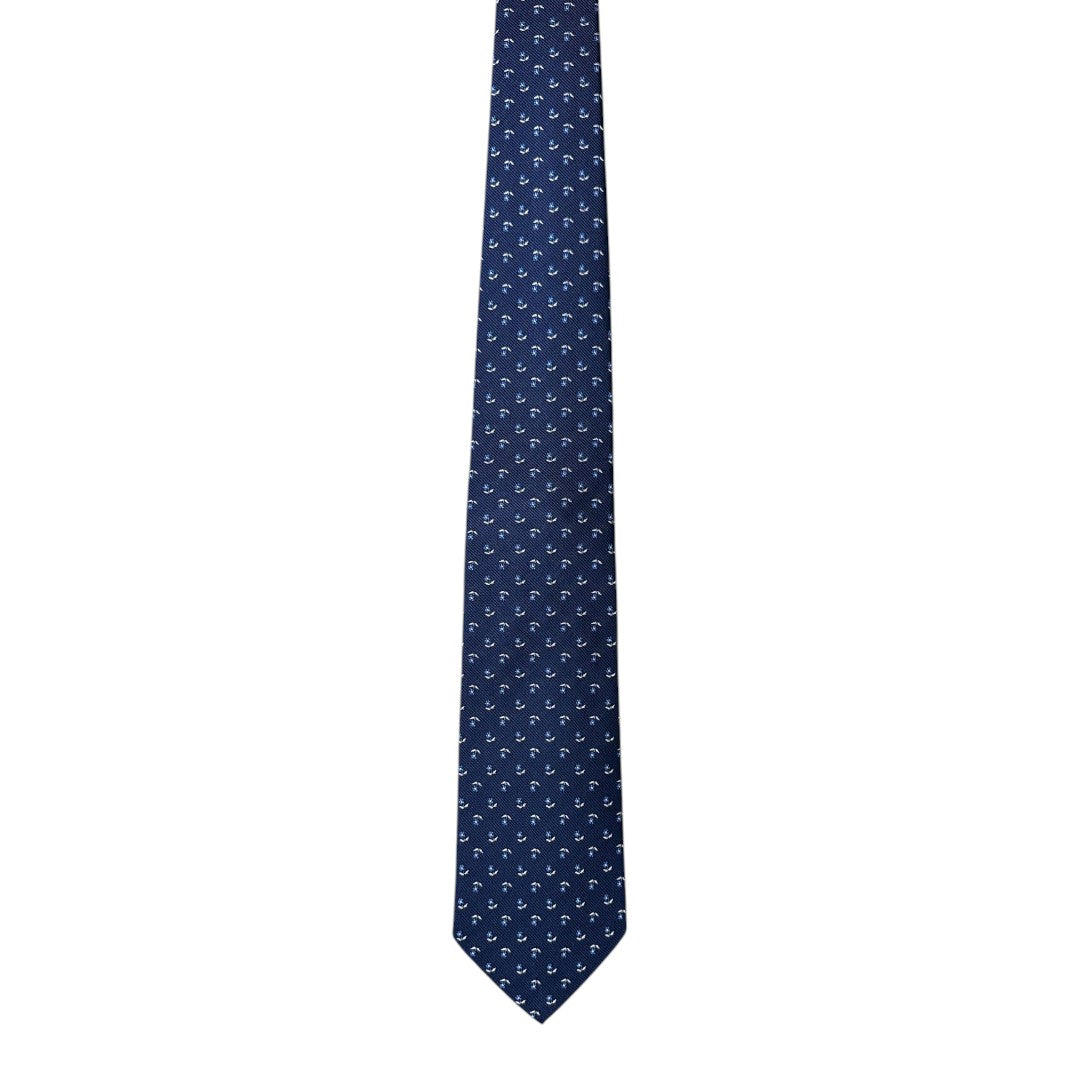 HENRY SARTORIAL X CANTINI Silk Woven Tie NAVY/BLUE