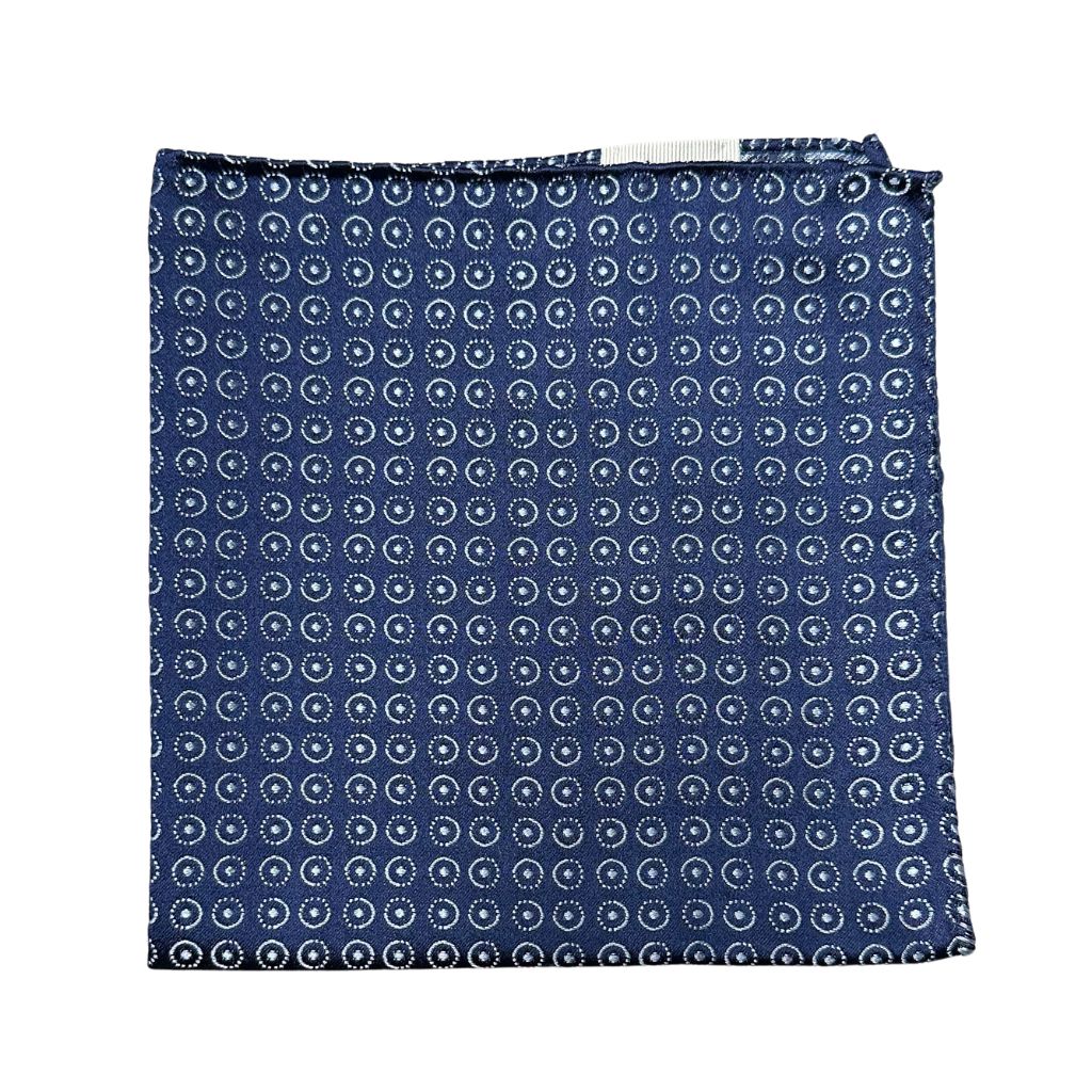 HENRY SARTORIAL X CANTINI Silk Woven Pocket Square SKY