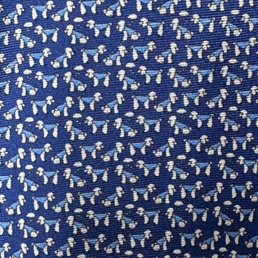 HENRY SARTORIAL X CANTINI Silk Printed Tie BLUE