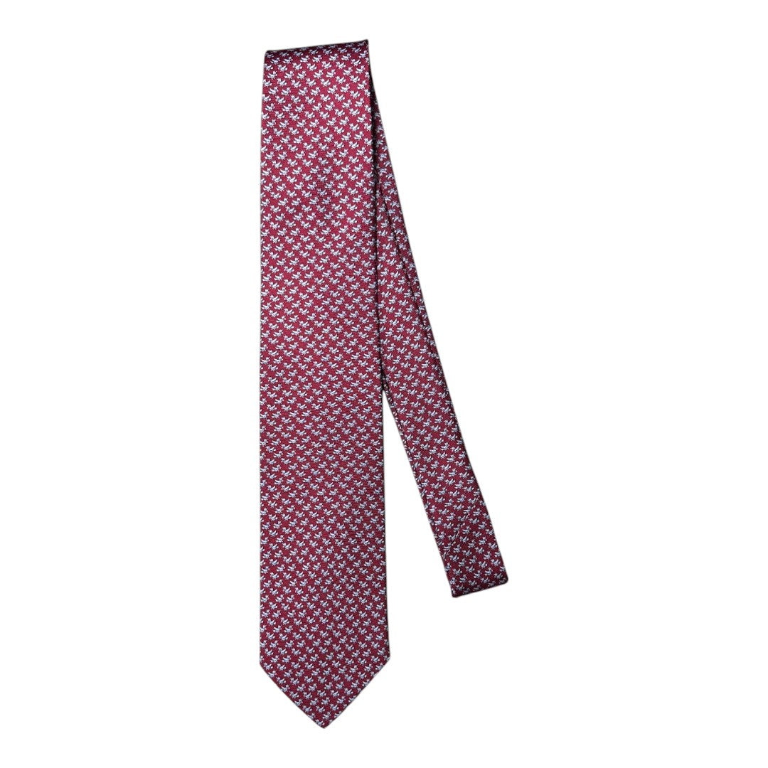 HENRY SARTORIAL X CANTINI Silk Printed Tie MAGENTA