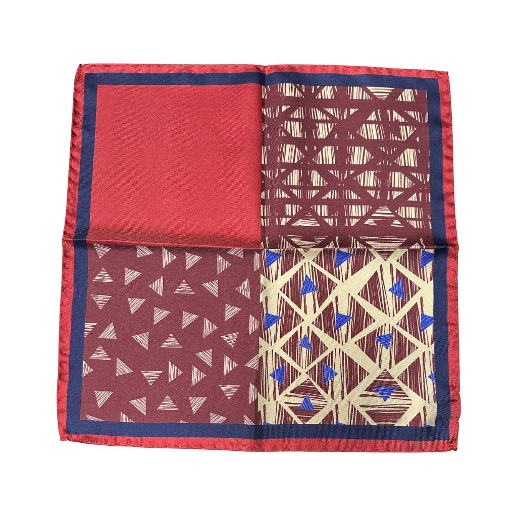 HENRY SARTORIAL X CANTINI Silk Print Pocket Square RED