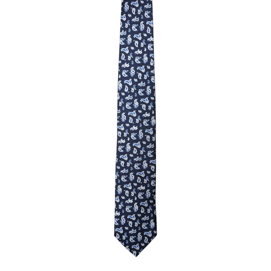HENRY SARTORIAL X FLORENCE STYLE Twill Large Paisley Tie NAVY