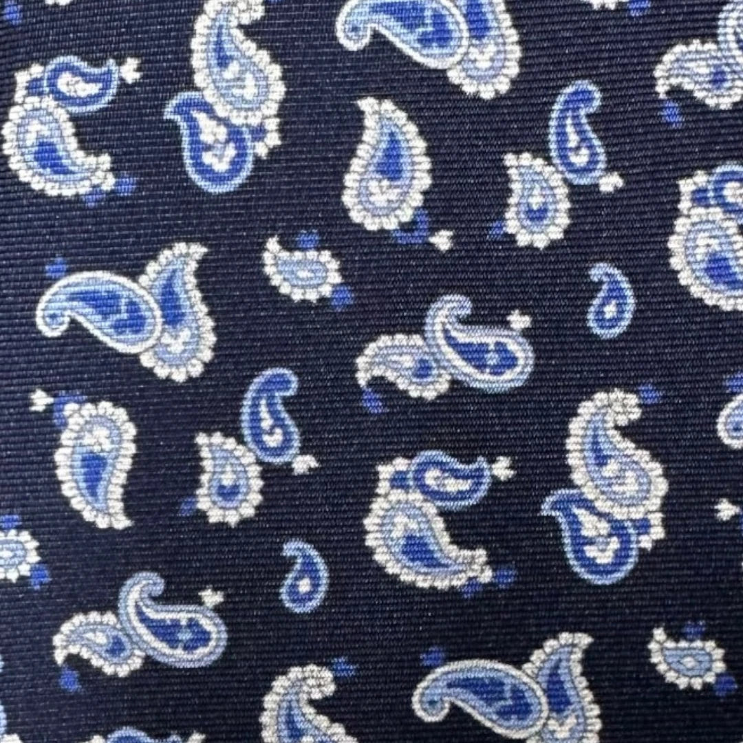 HENRY SARTORIAL X FLORENCE STYLE Twill Large Paisley Tie NAVY