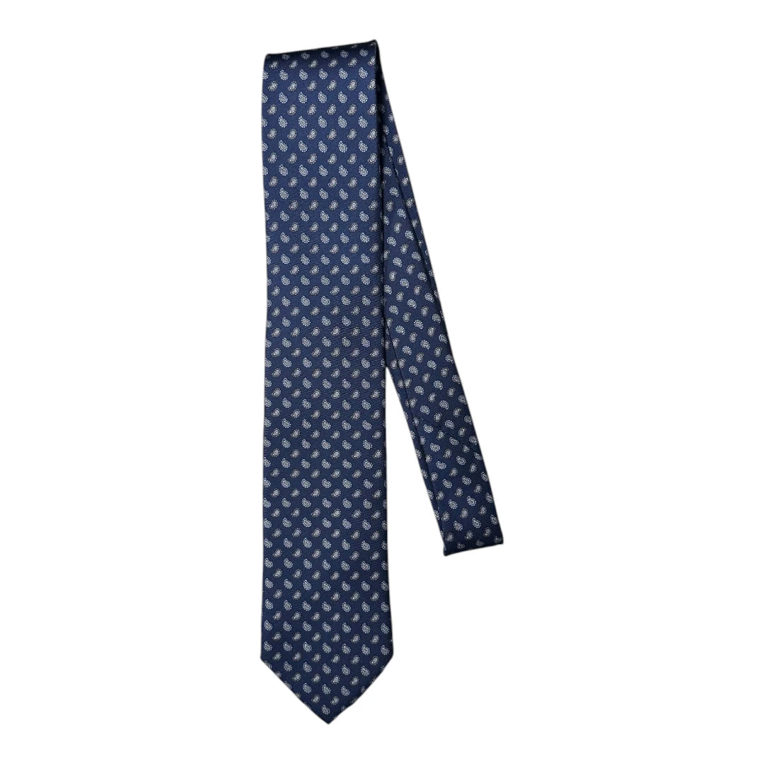 HENRY SARTORIAL X FLORENCE STYLE Twill Small Paisley Tie NAVY