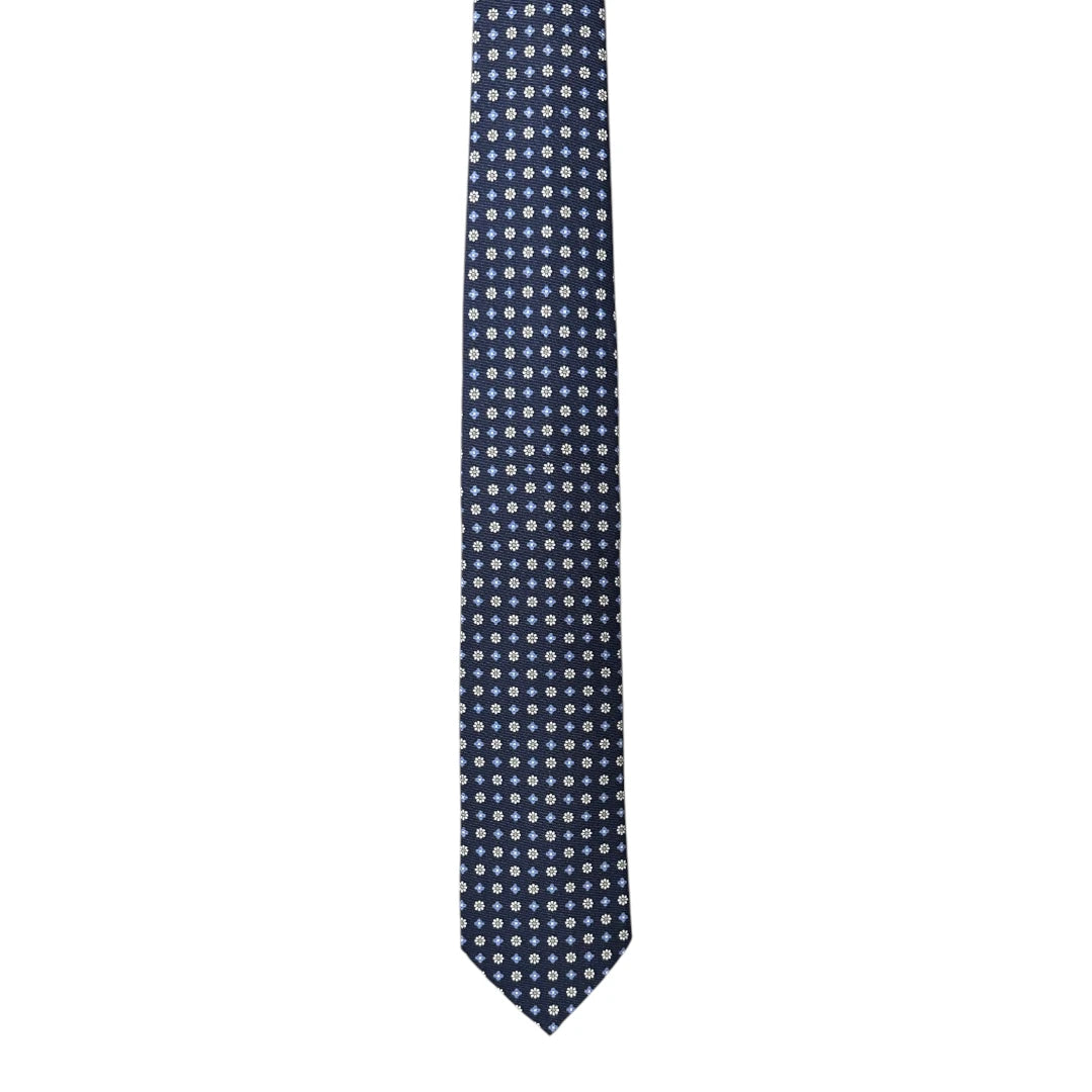 HENRY SARTORIAL X FLORENCE STYLE Small Floral Silk Tie NAVY