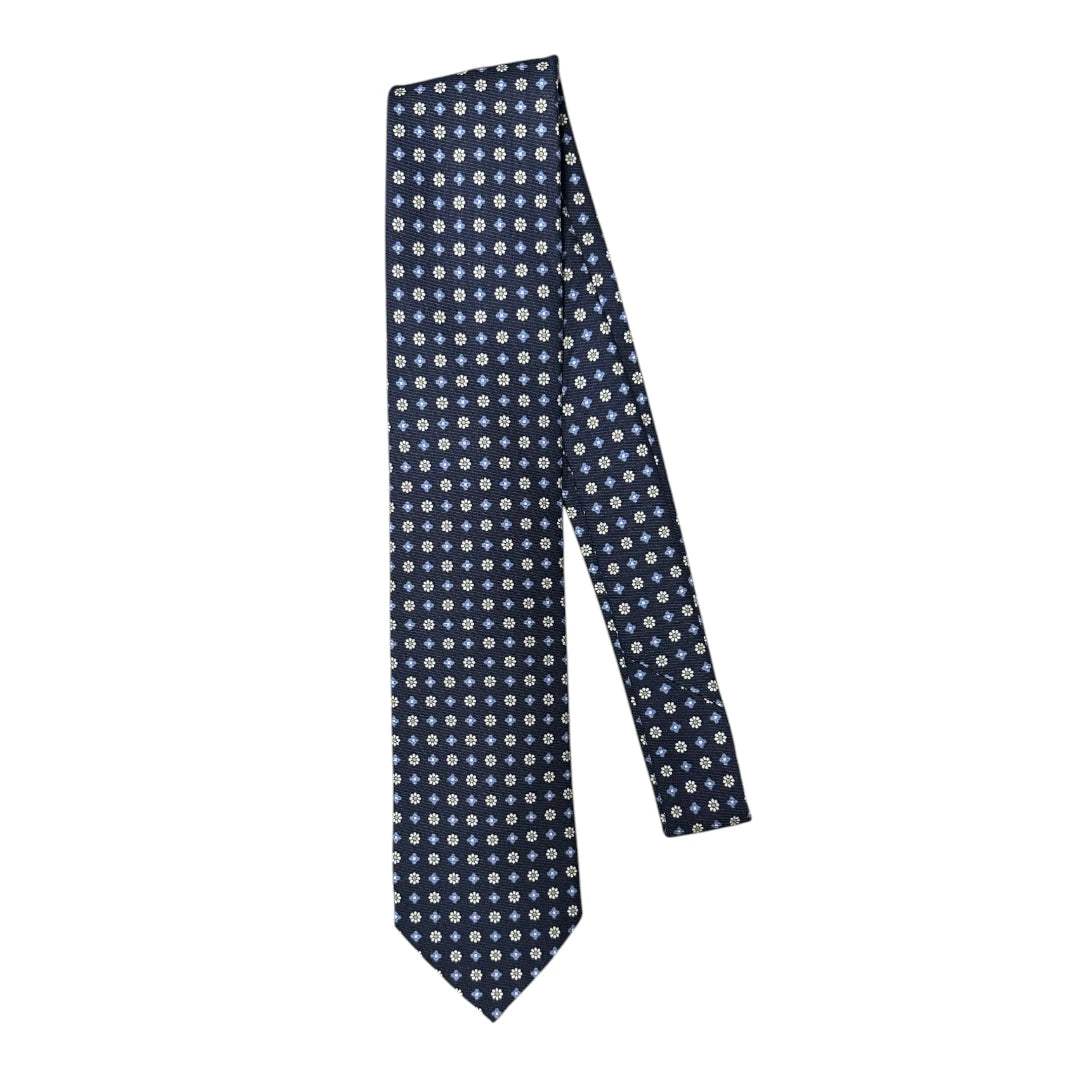 HENRY SARTORIAL X FLORENCE STYLE Small Floral Silk Tie NAVY