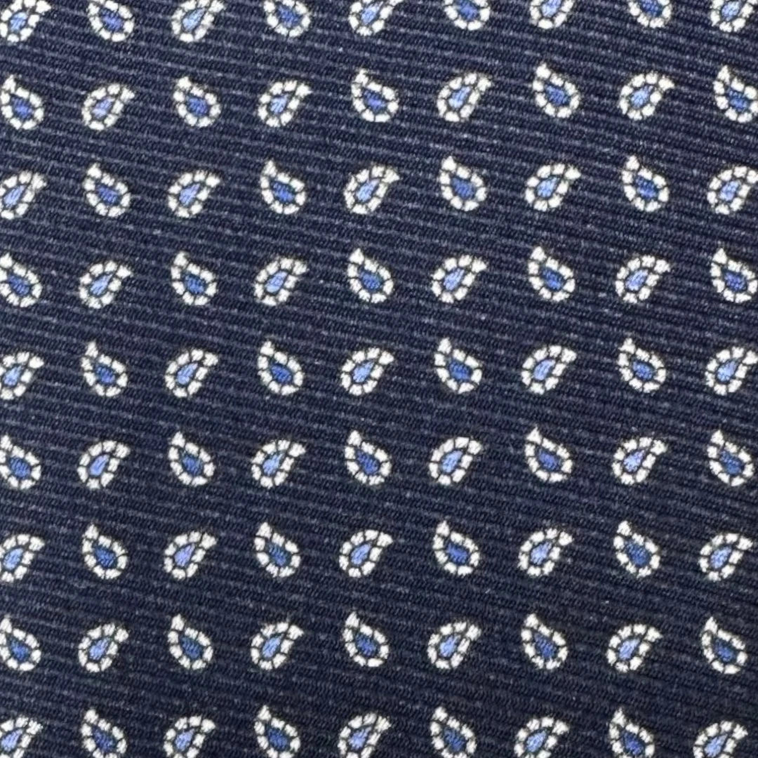 HENRY SARTORIAL X FLORENCE STYLE Small Pailsey Silk Tie NAVY