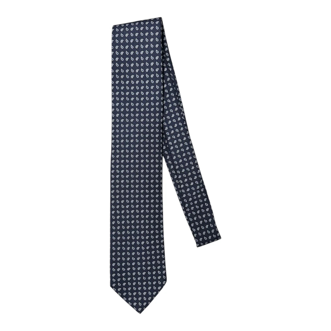 HENRY SARTORIAL X FLORENCE STYLE Small Pailsey Silk Tie NAVY
