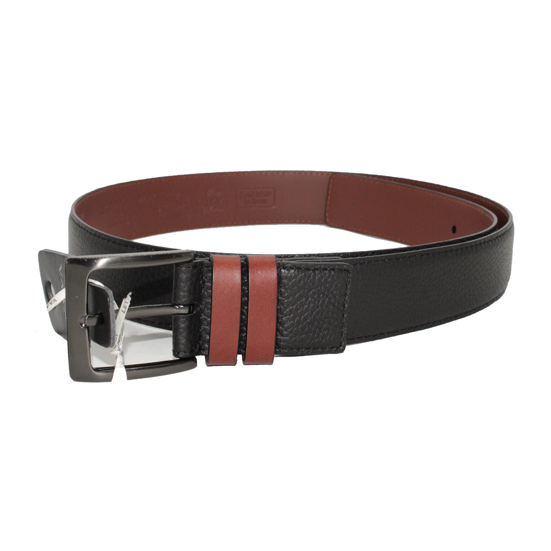 HENRY SARTORIAL X LEYVA Two-Tone Leather Belt BLACK/TAN