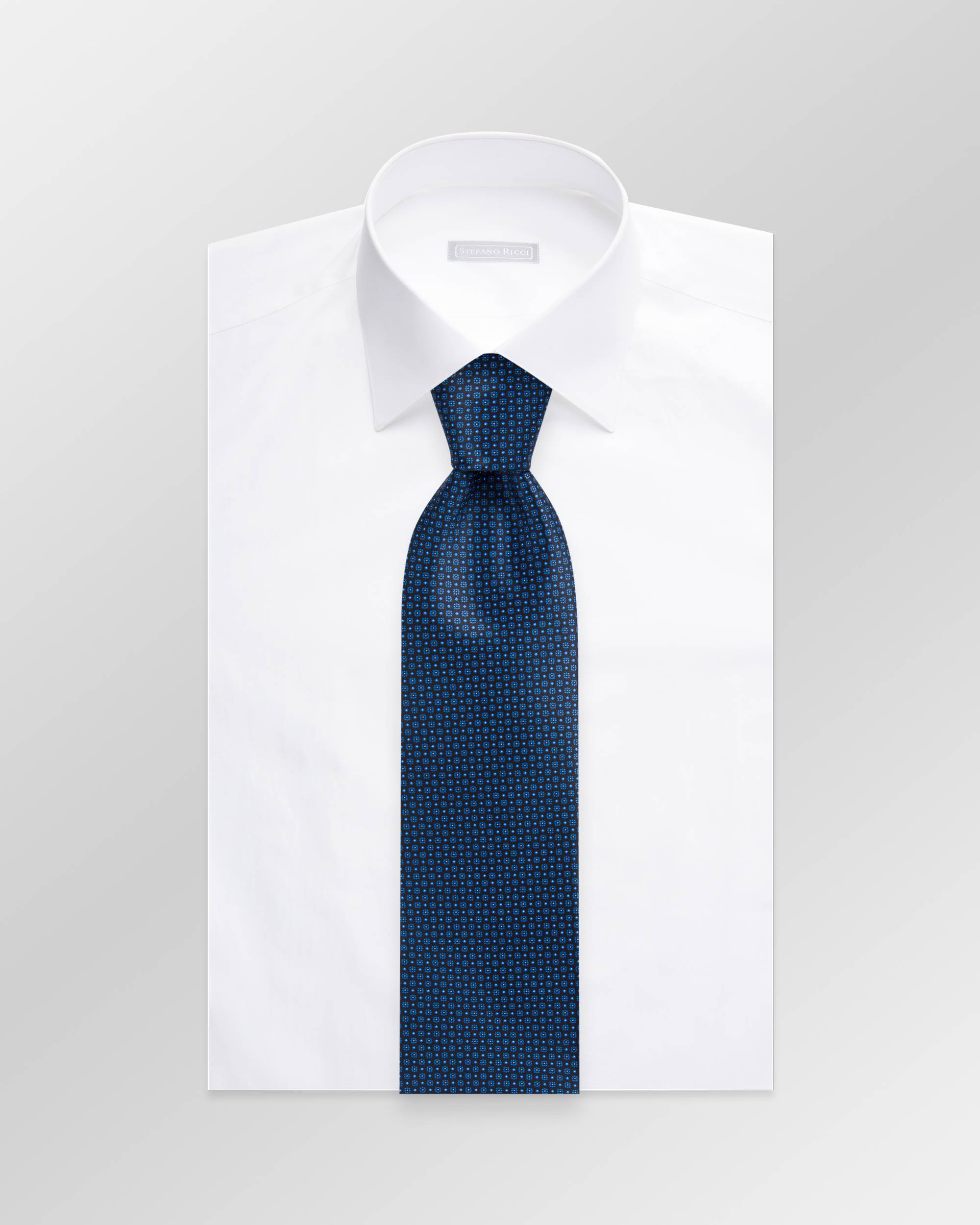 STEFANO RICCI Luxury Silk Long Tie BLACK/BLUE