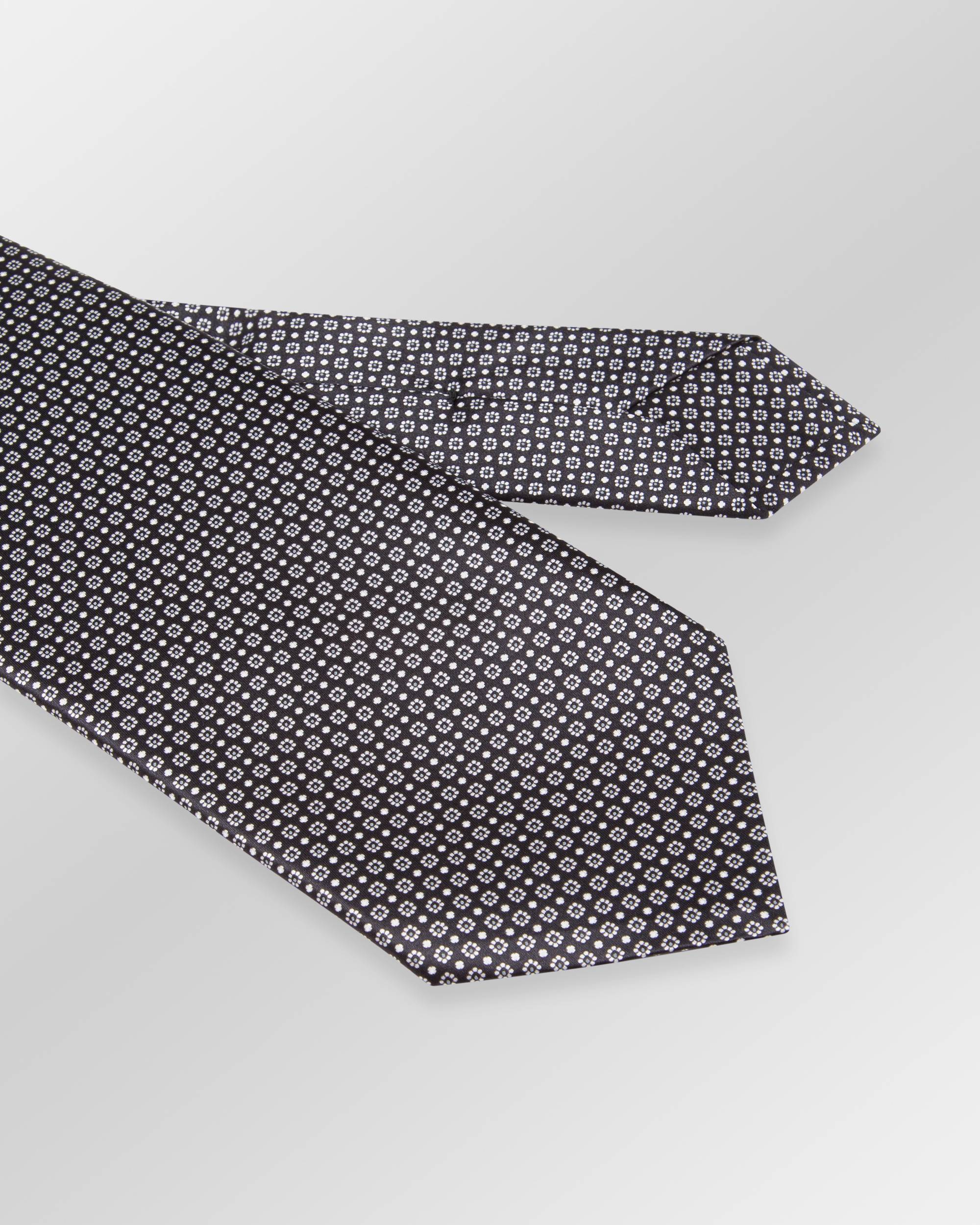 STEFANO RICCI Luxury Silk Long Tie BLACK/WHITE