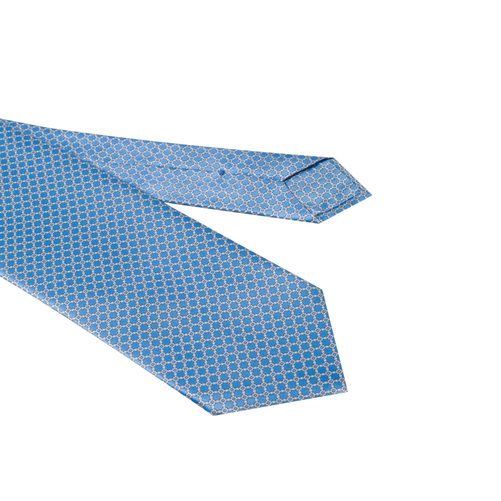STEFANO RICCI Silk Luxury Tie LIGHT BLUE/WHITE