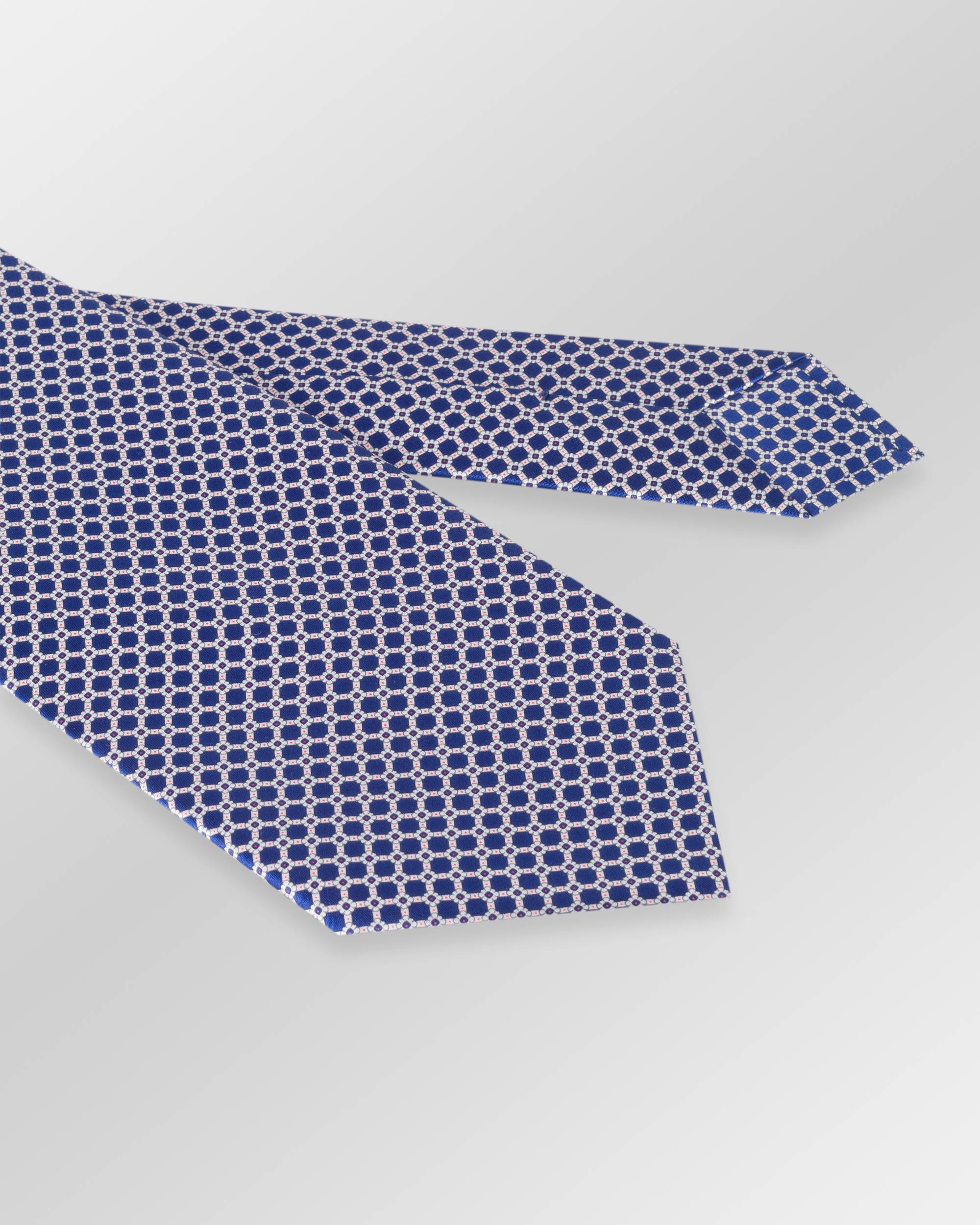 STEFANO RICCI Luxury Silk Long Tie MID BLUE/WHITE