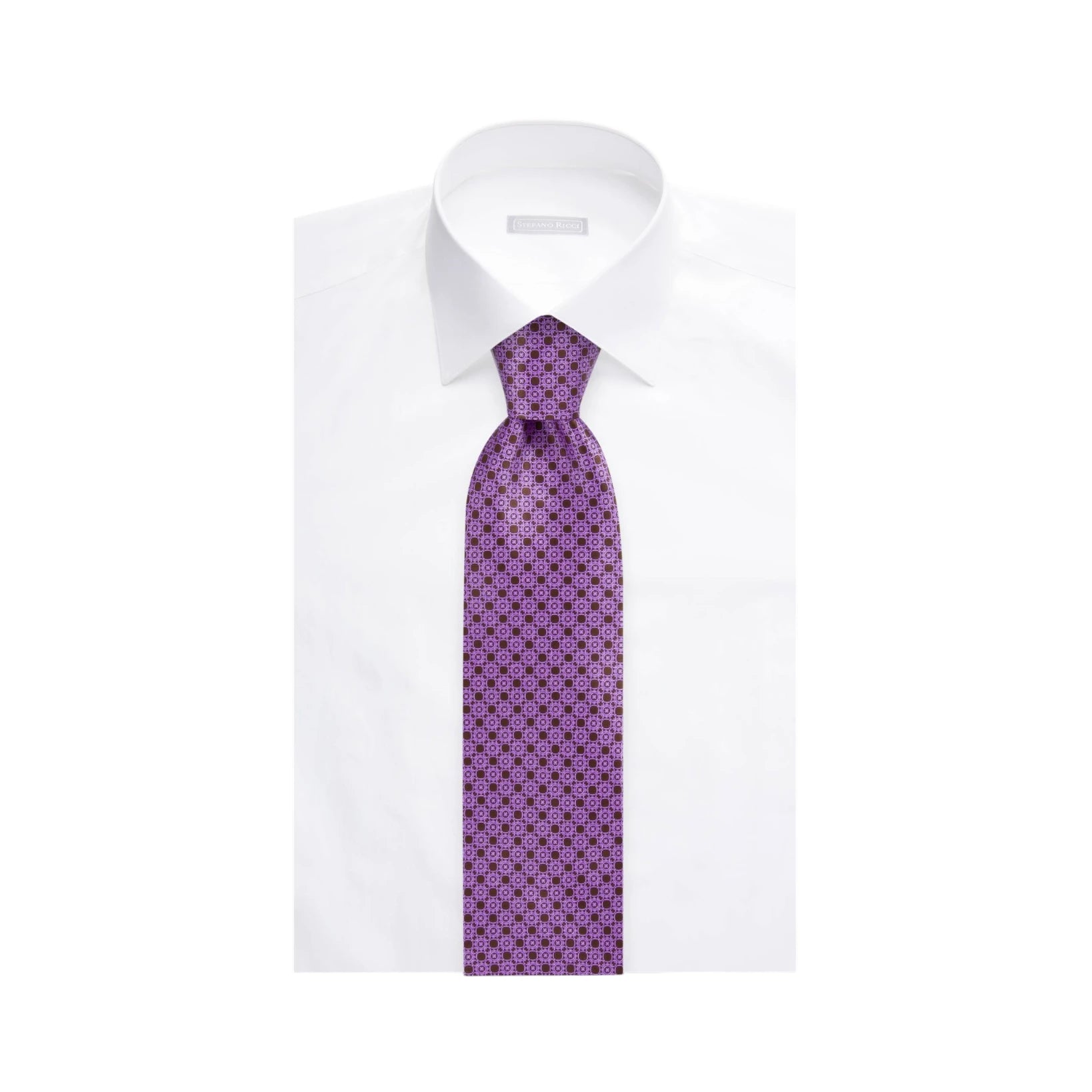 STEFANO RICCI Silk Luxury Tie BROWN/PURPLE