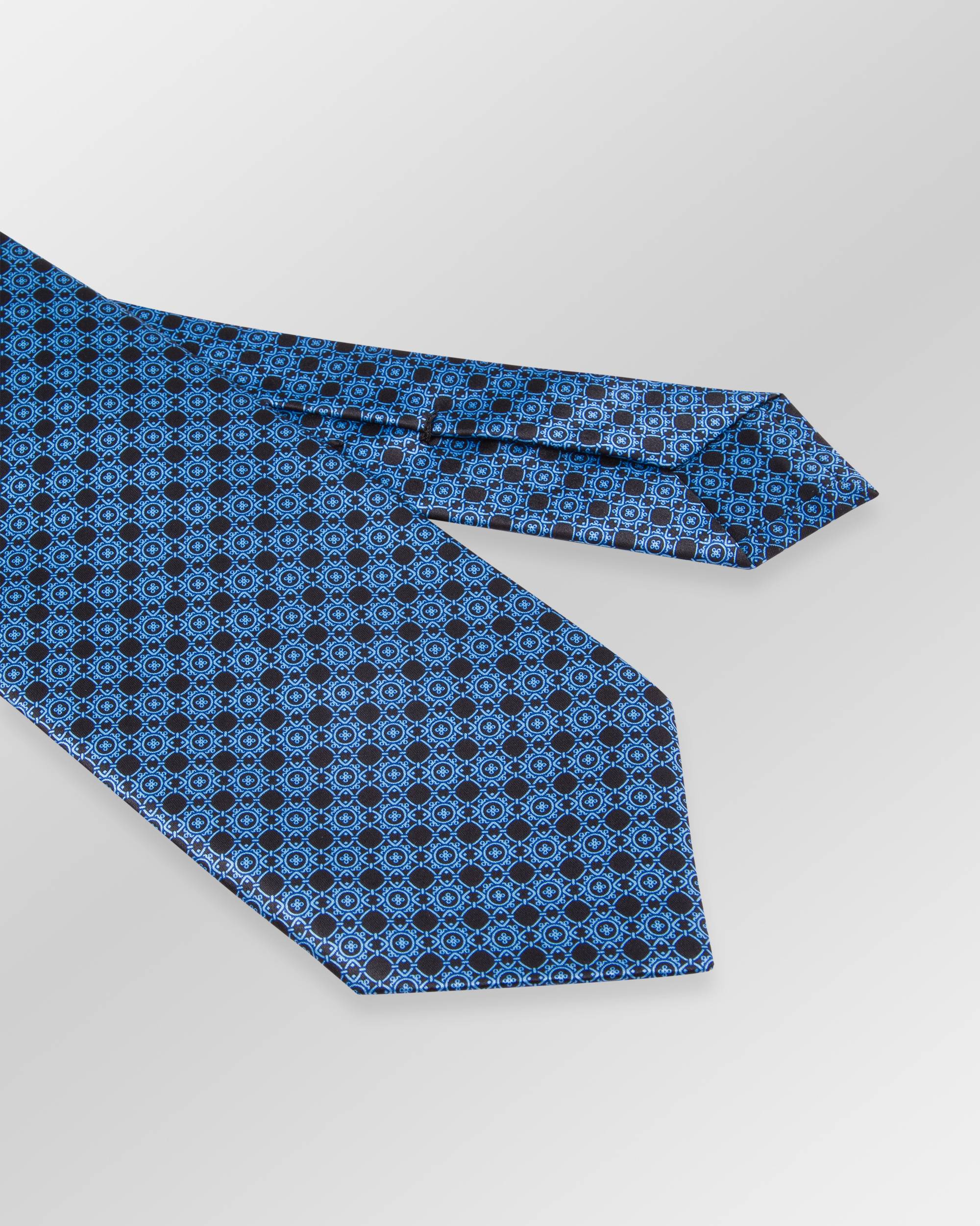 STEFANO RICCI Luxury Silk Long Tie BLACK/LIGHT BLUE