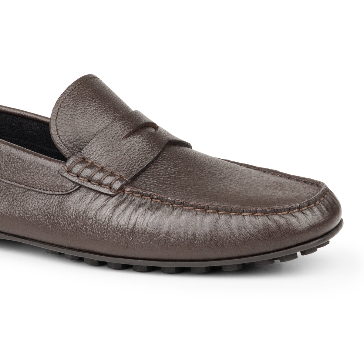 HENRY BUCKS Sorrento Penny Loafer Rubber Sole DARK BROWN