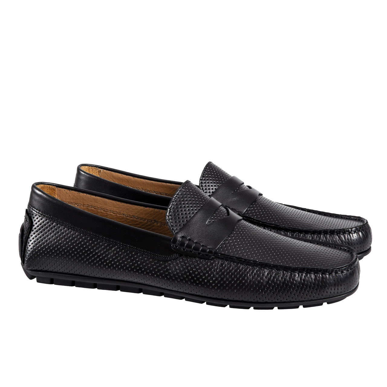HENRY SARTORIAL Calf Driving Shoes with Leather Trim BLACK