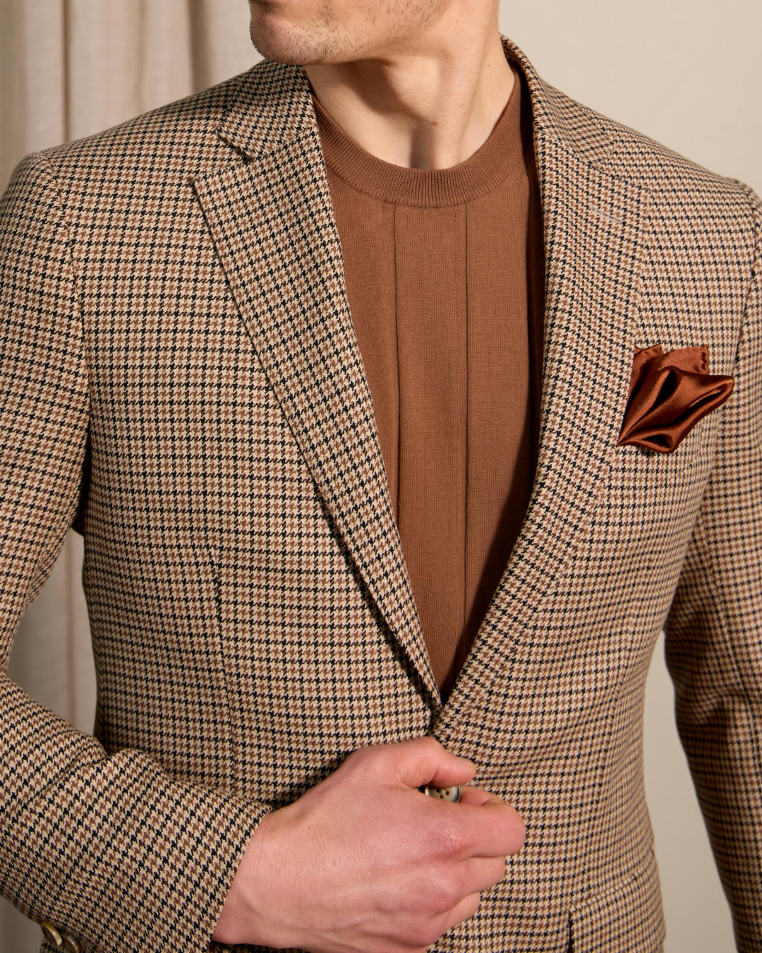 GRAN SASSO Cotton Crew Neck TAN