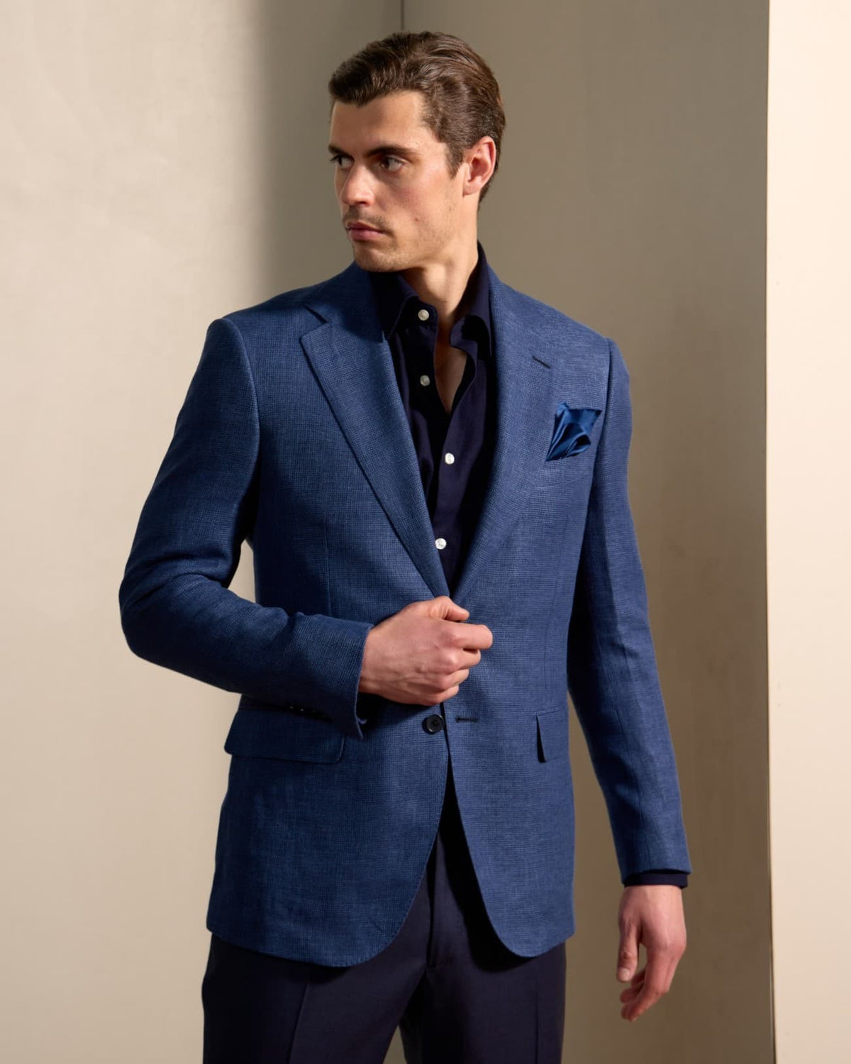 HENRY SARTORIAL Fashion Jaquard Cotton Shirt DARK NAVY