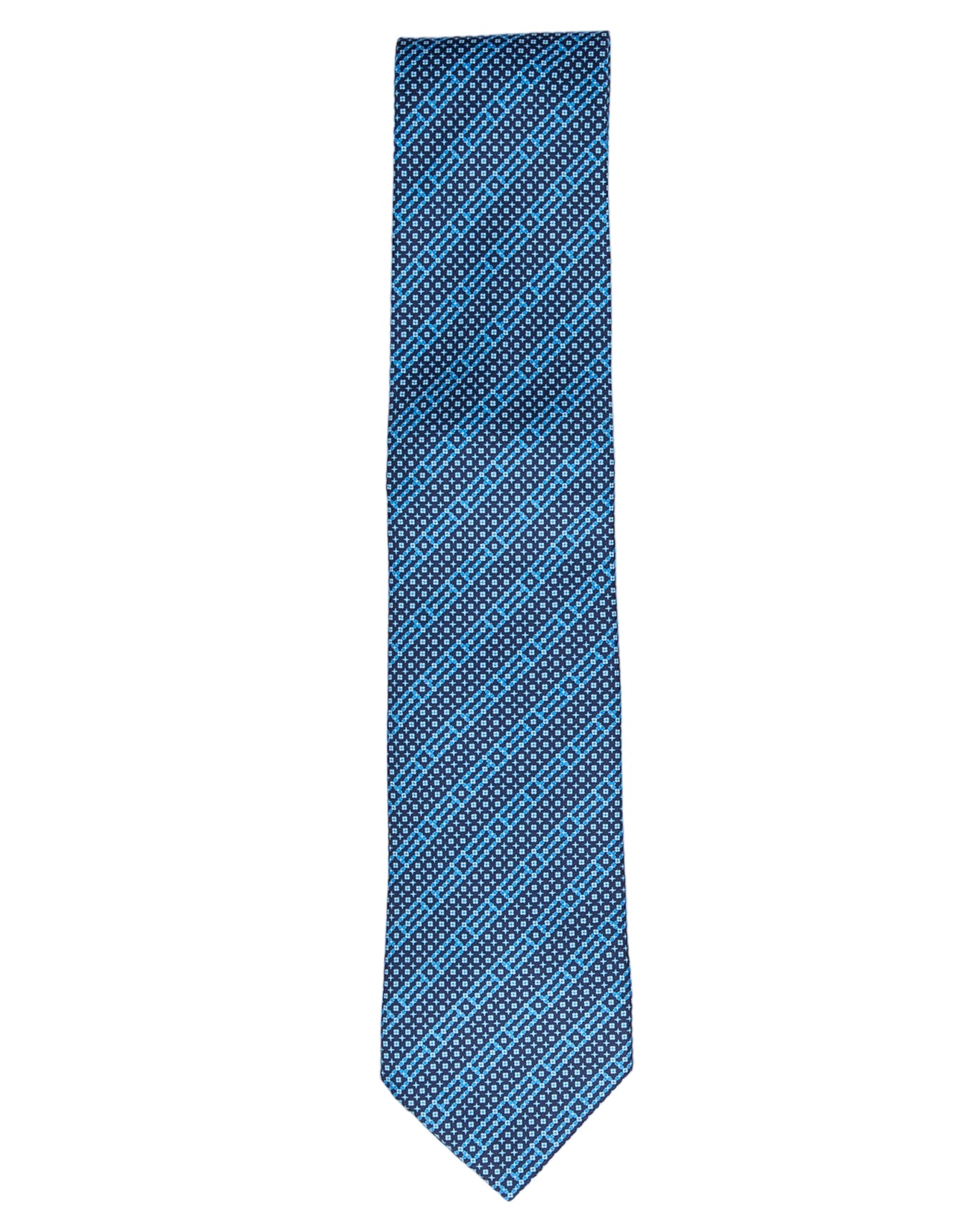 STEFANO RICCI Silk Tie & Pocket Square Set BLUE/LIGHT BLUE