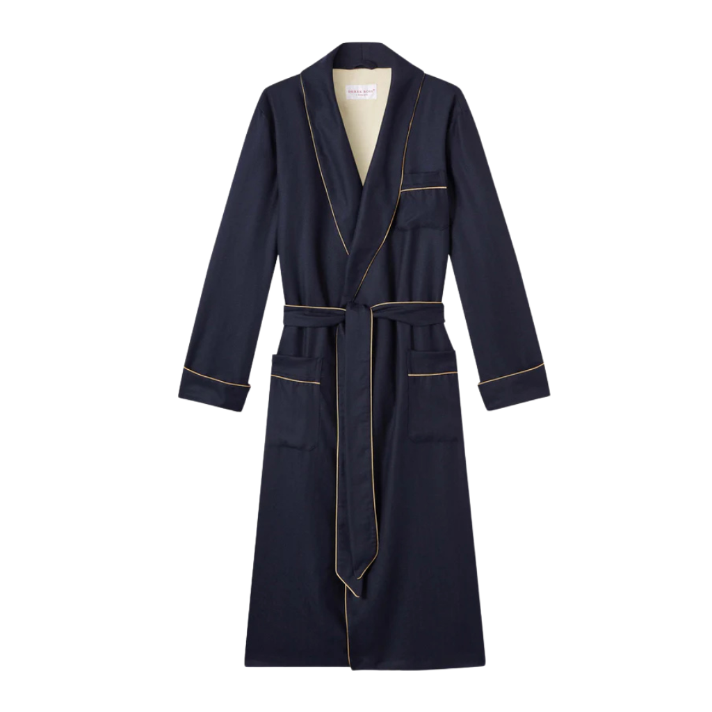 DEREK ROSE Cashmere Dressing Gown NAVY