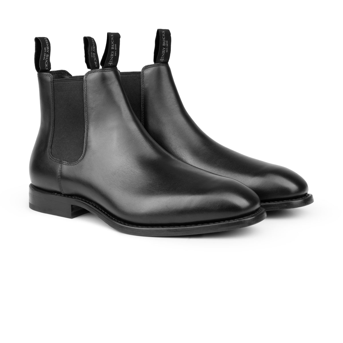 HENRY BUCKS Melbourne Chelsea Boot Rubber Sole BLACK