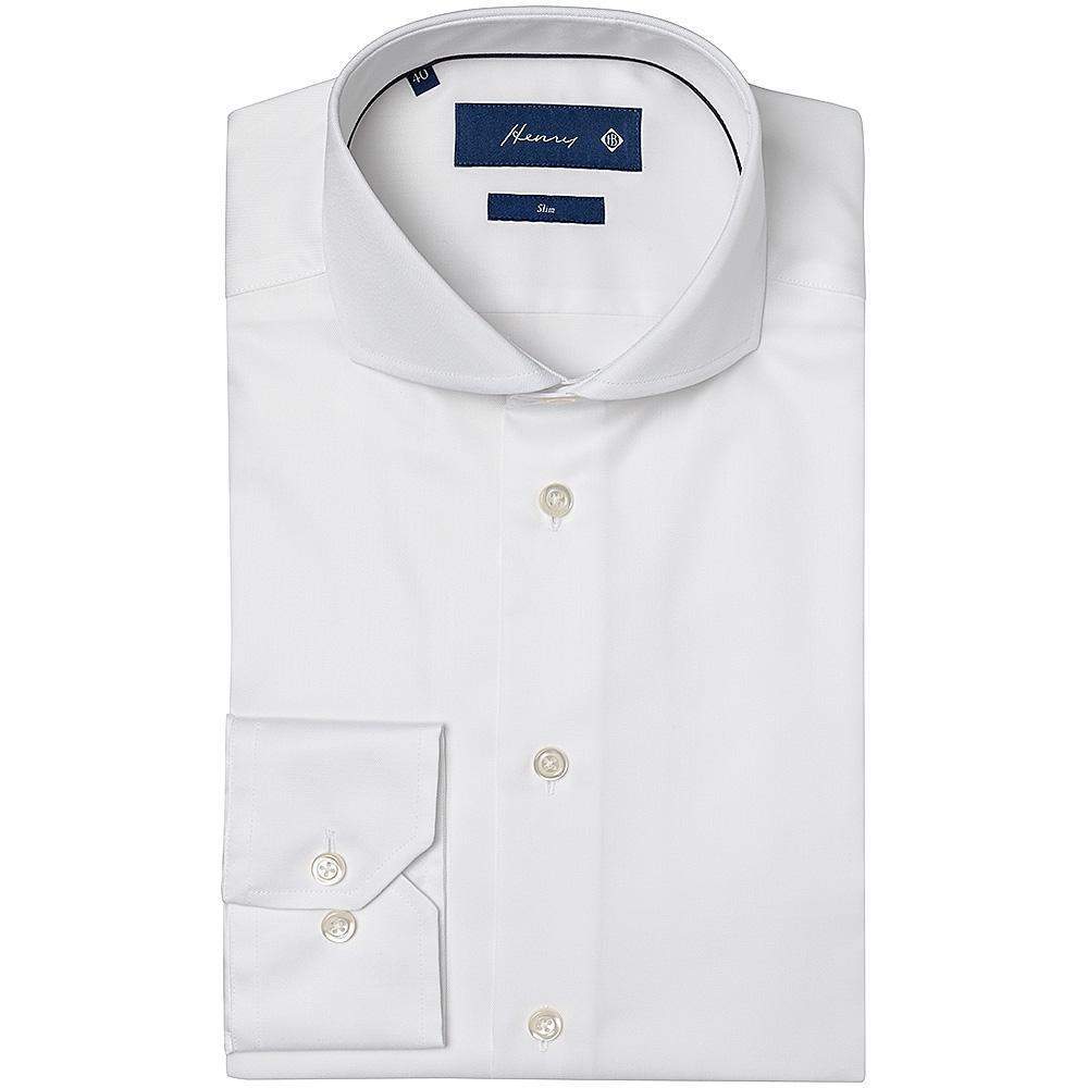 HENRY SARTORIAL Plain Twill Slim Fit Shirt Single Cufflinks WHITE