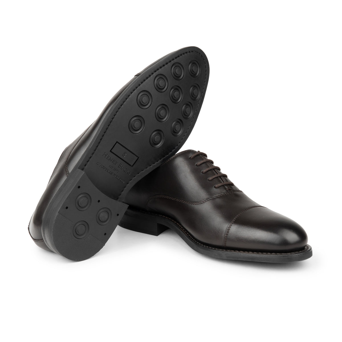 HENRY BUCKS Oxford Toe Cap F-Fit Rubber Sole DARK BROWN