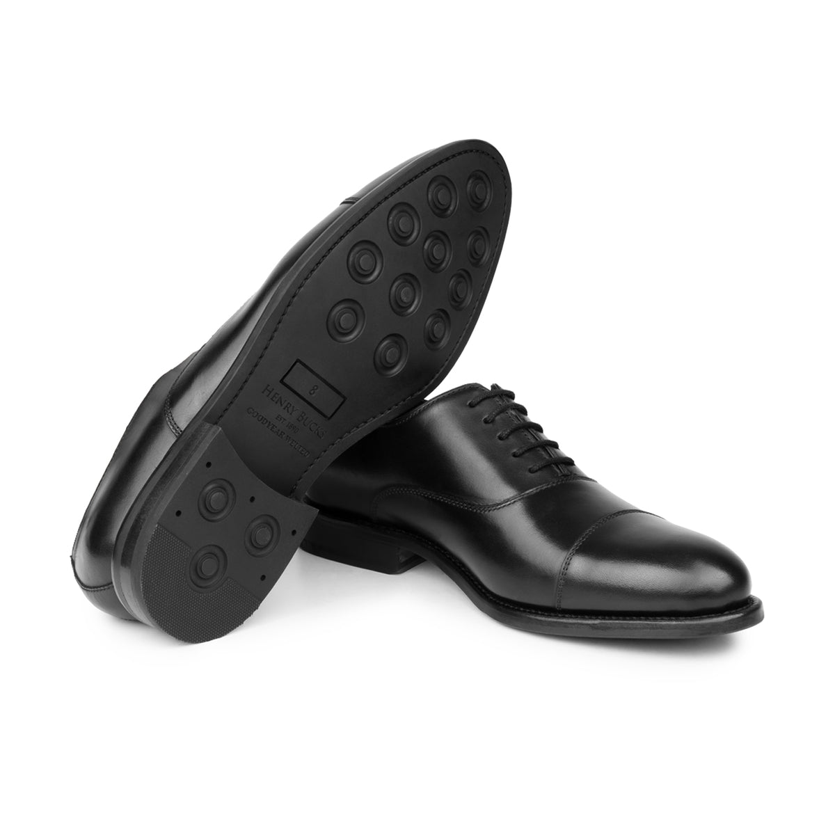 HENRY BUCKS Oxford Toe Cap G-Fit Rubber Sole BLACK