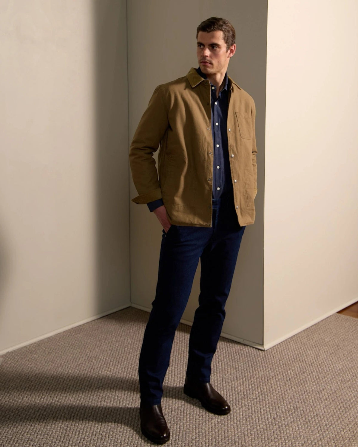 BEAUCAIRE Stone Wash Jacket OLIVE - Henry Bucks