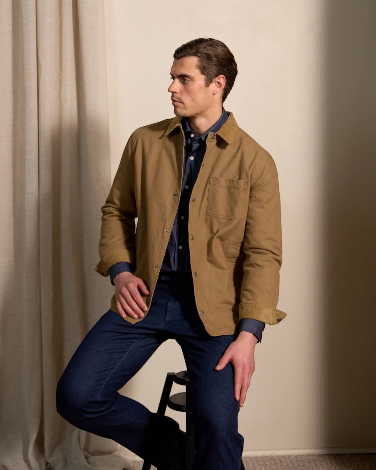 BEAUCAIRE Stone Wash Jacket OLIVE - Henry Bucks