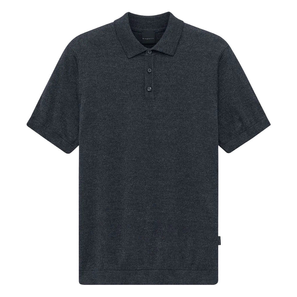 BUGATTI Cotton Blend Short Sleeve Polo NAVY