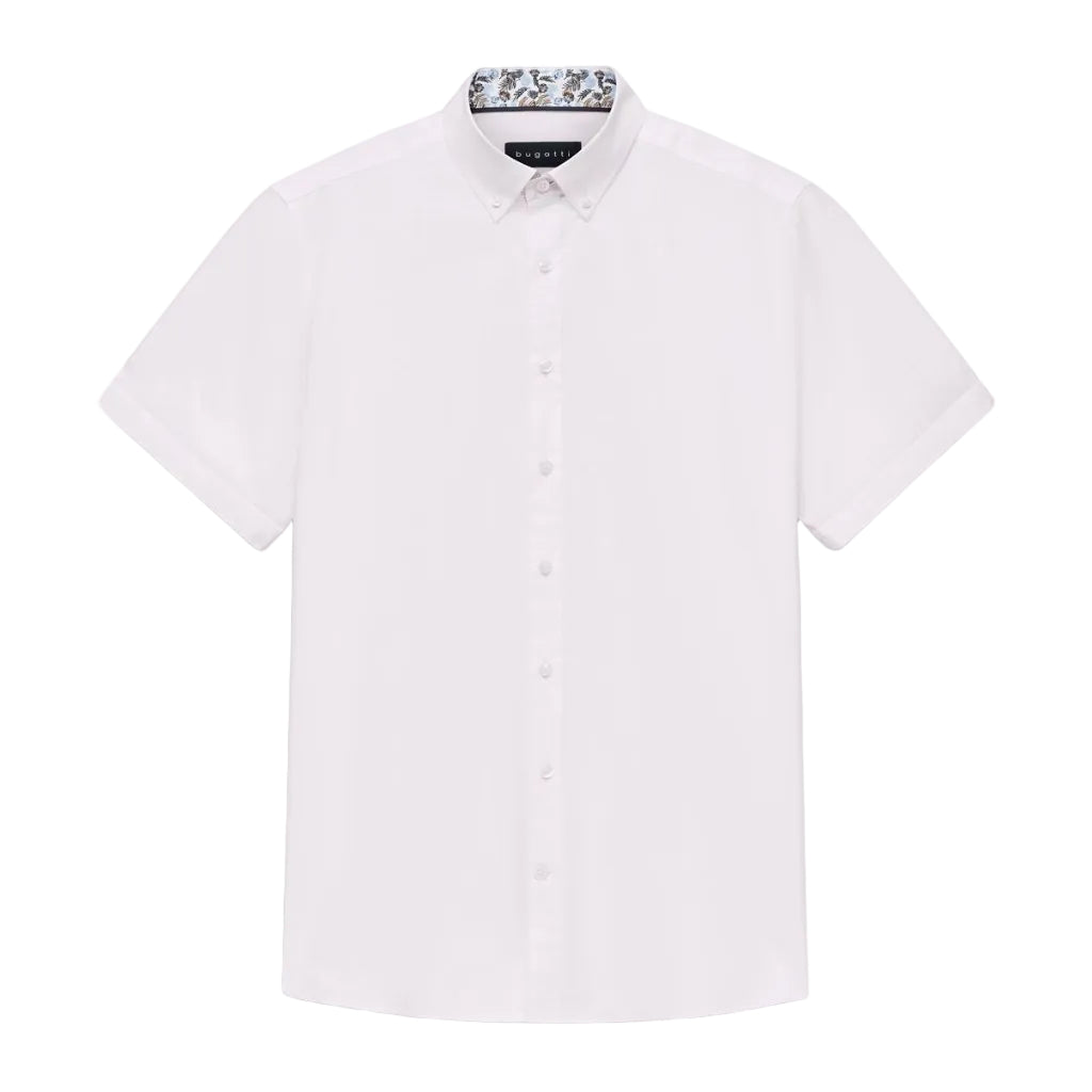 BUGATTI Casual Cotton Short Sleeve Shirt WHITE