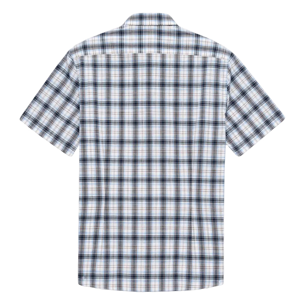 BUGATTI Cotton Check Short Sleeve Shirt LIGHT BLUE