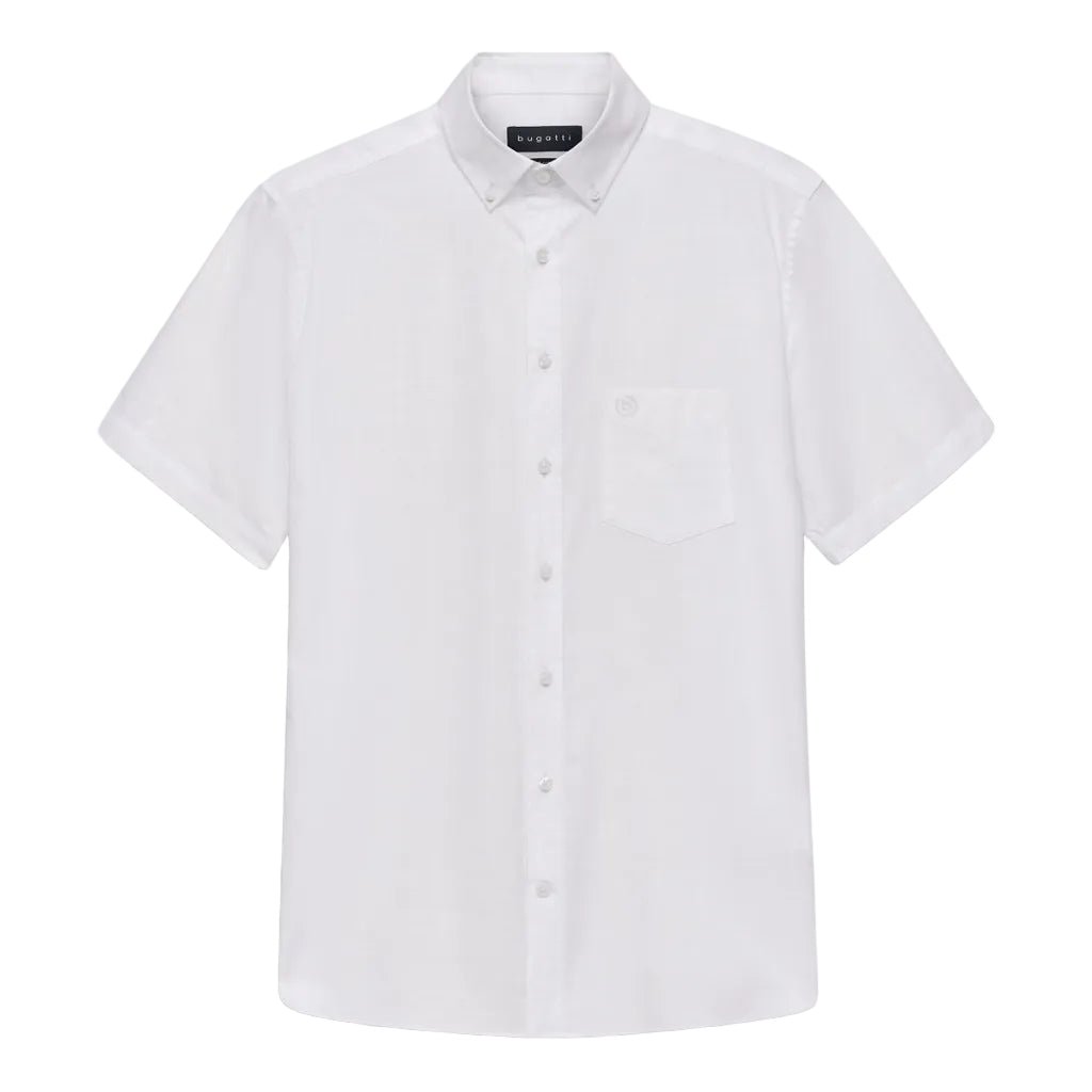 BUGATTI Cotton Short Sleeve Shirt WHITE - Henry Bucks